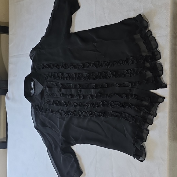 🌸Norma Kamali X Revolve Black‎ Sheer Blouse Large - Picture 3 of 9